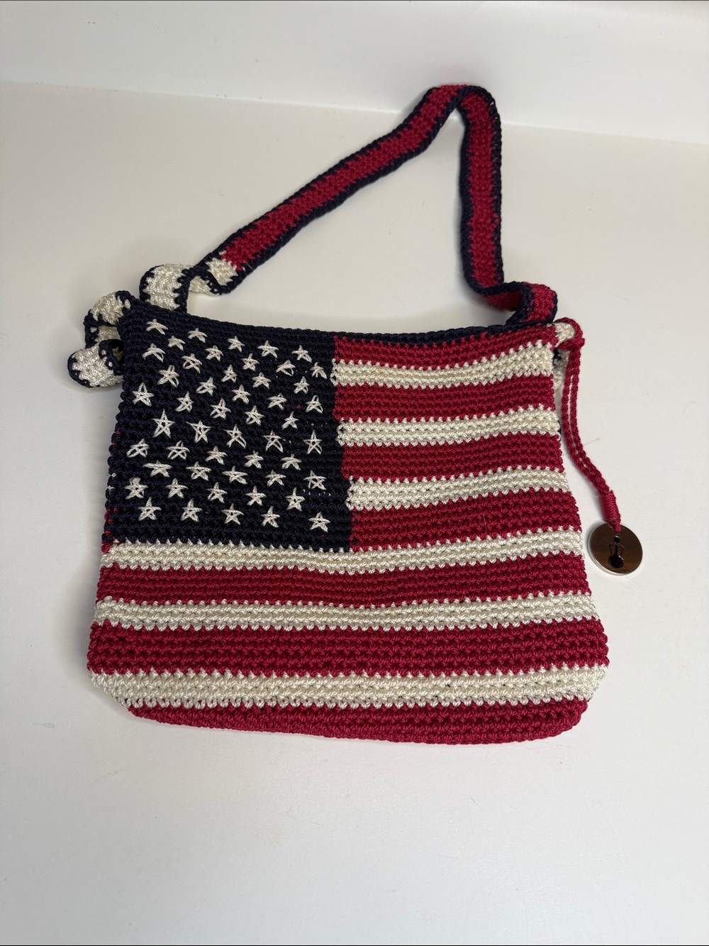 The Sak Crochet American Flag Shoulder Bag - Red White Blue